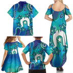 Torres Strait Islanders Flag Day Family Matching Summer Maxi Dress and Hawaiian Shirt Dhari With Turtles Aboriginal Art