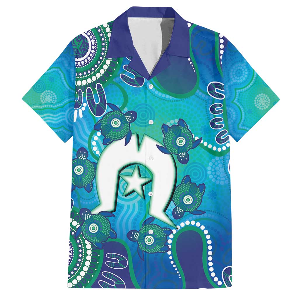 Torres Strait Islanders Flag Day Family Matching Tank Maxi Dress and Hawaiian Shirt Dhari With Turtles Aboriginal Art
