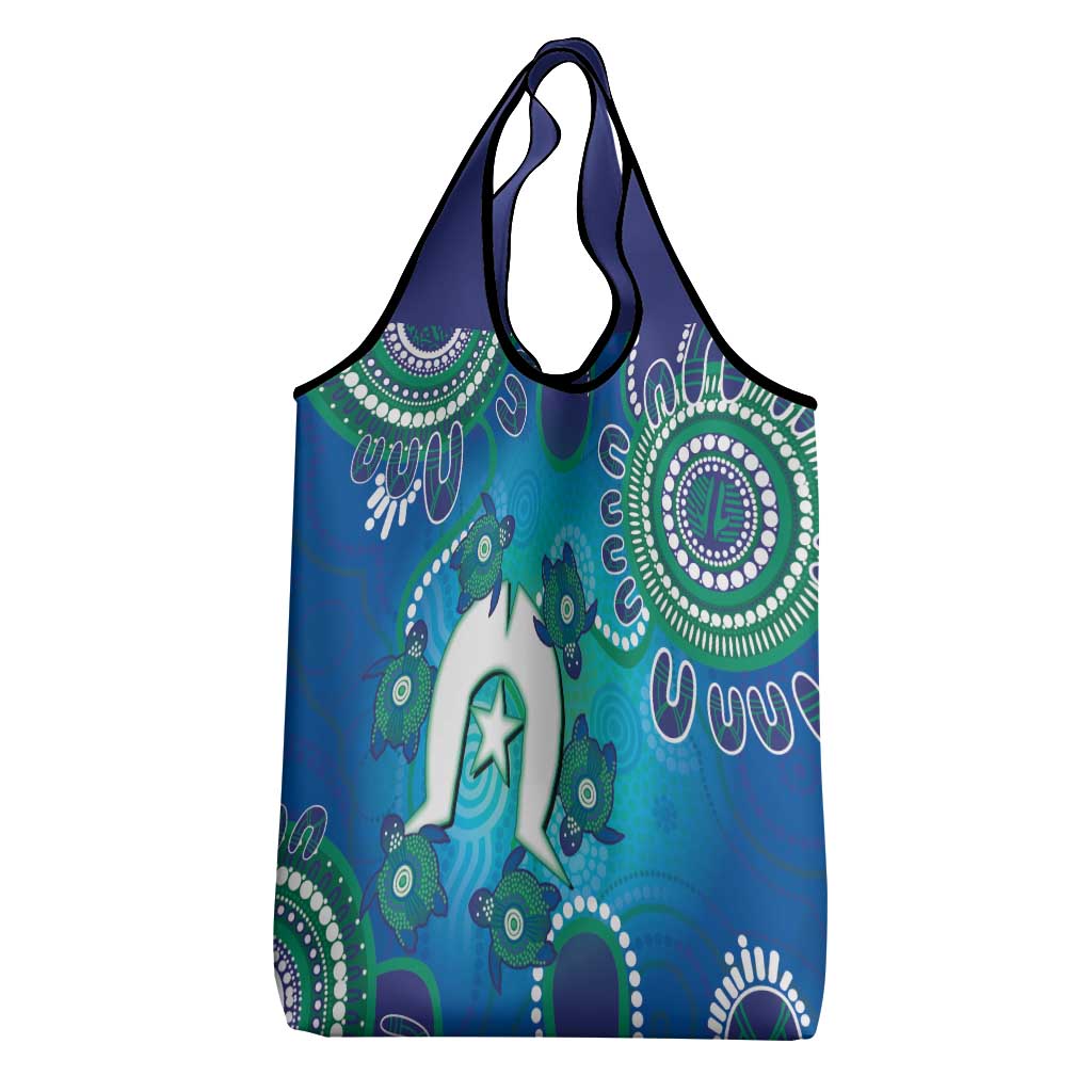 Torres Strait Islanders Flag Day Grocery Bag Dhari With Turtles Aboriginal Art
