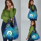 Torres Strait Islanders Flag Day Grocery Bag Dhari With Turtles Aboriginal Art