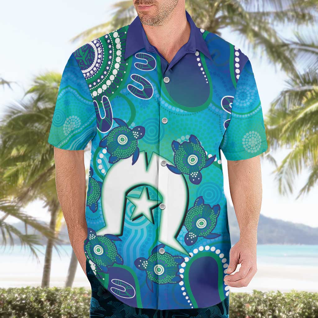 Torres Strait Islanders Flag Day Hawaiian Shirt Dhari With Turtles Aboriginal Art