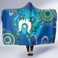 Torres Strait Islanders Flag Day Hooded Blanket Dhari With Turtles Aboriginal Art
