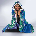 Torres Strait Islanders Flag Day Hooded Blanket Dhari With Turtles Aboriginal Art