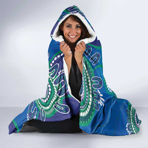 Torres Strait Islanders Flag Day Hooded Blanket Dhari With Turtles Aboriginal Art