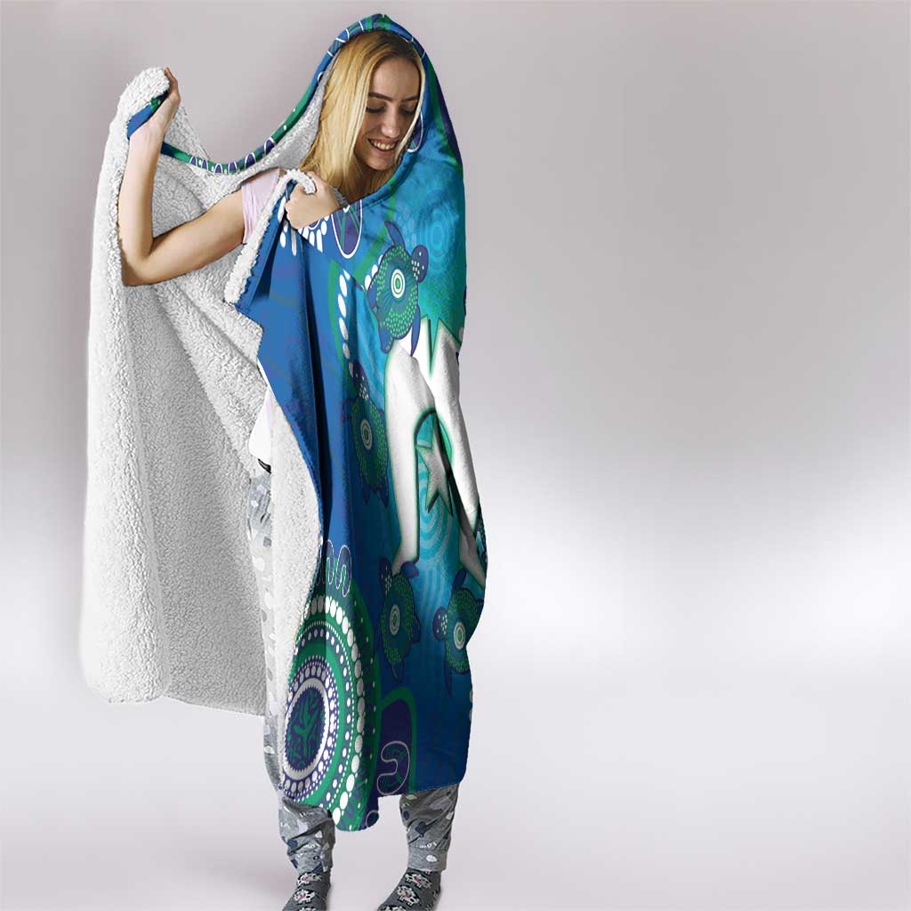 Torres Strait Islanders Flag Day Hooded Blanket Dhari With Turtles Aboriginal Art