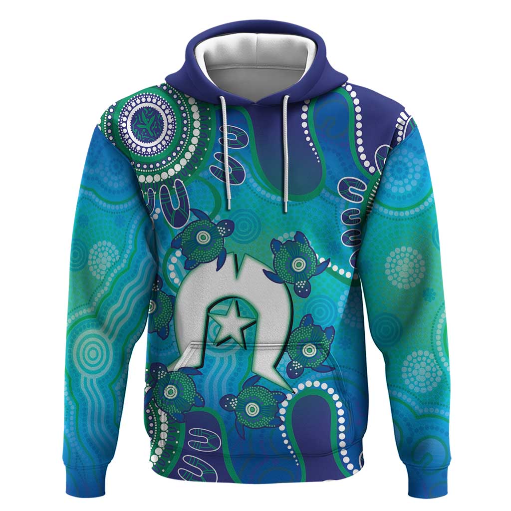 Torres Strait Islanders Flag Day Hoodie Dhari With Turtles Aboriginal Art
