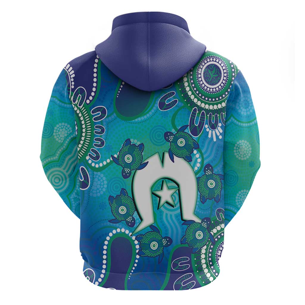 Torres Strait Islanders Flag Day Hoodie Dhari With Turtles Aboriginal Art