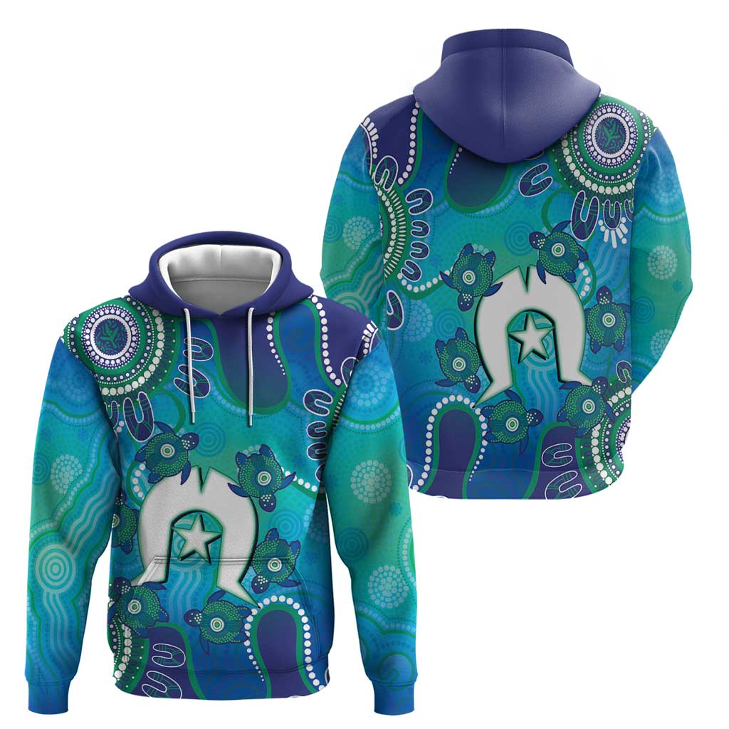 Torres Strait Islanders Flag Day Hoodie Dhari With Turtles Aboriginal Art