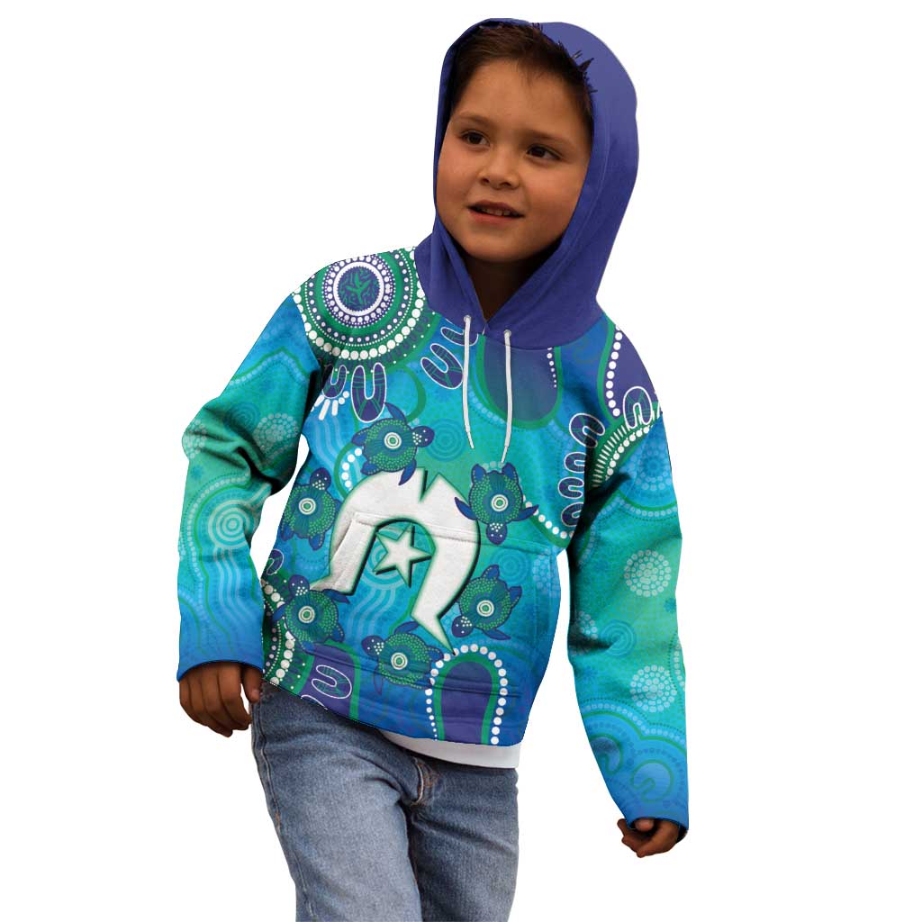 Torres Strait Islanders Flag Day Kid Hoodie Dhari With Turtles Aboriginal Art