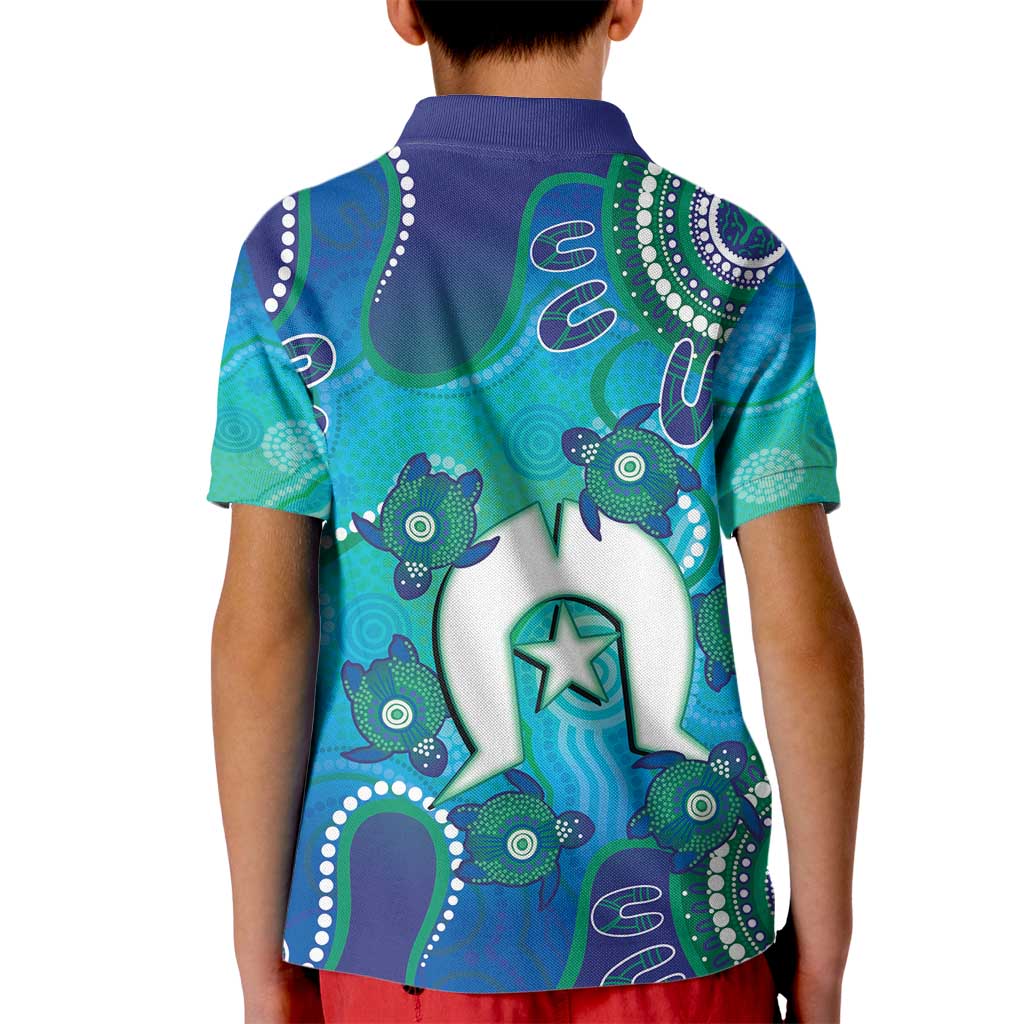 Torres Strait Islanders Flag Day Kid Polo Shirt Dhari With Turtles Aboriginal Art