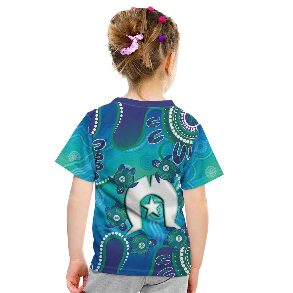 Torres Strait Islanders Flag Day Kid T Shirt Dhari With Turtles Aboriginal Art