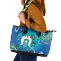 Torres Strait Islanders Flag Day Leather Tote Bag Dhari With Turtles Aboriginal Art