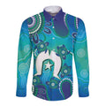 Torres Strait Islanders Flag Day Long Sleeve Button Shirt Dhari With Turtles Aboriginal Art