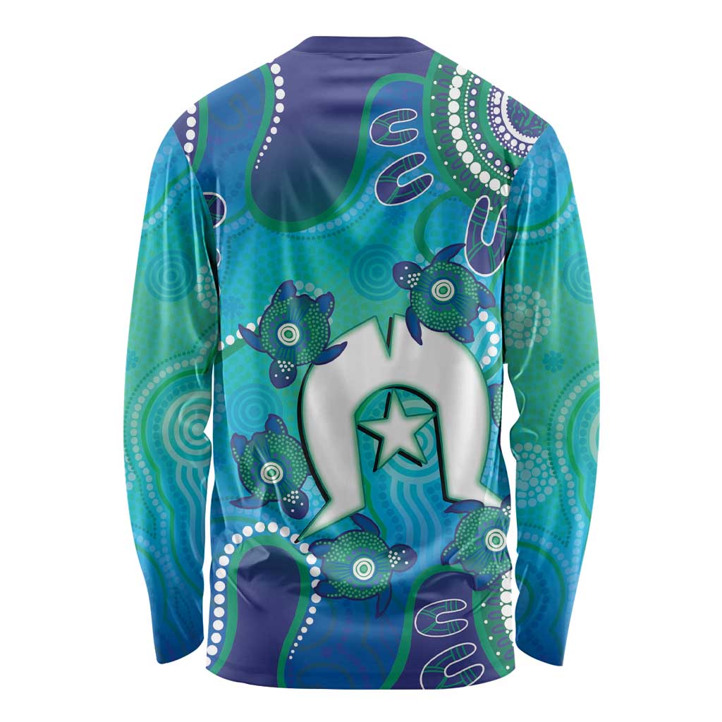 Torres Strait Islanders Flag Day Long Sleeve Shirt Dhari With Turtles Aboriginal Art
