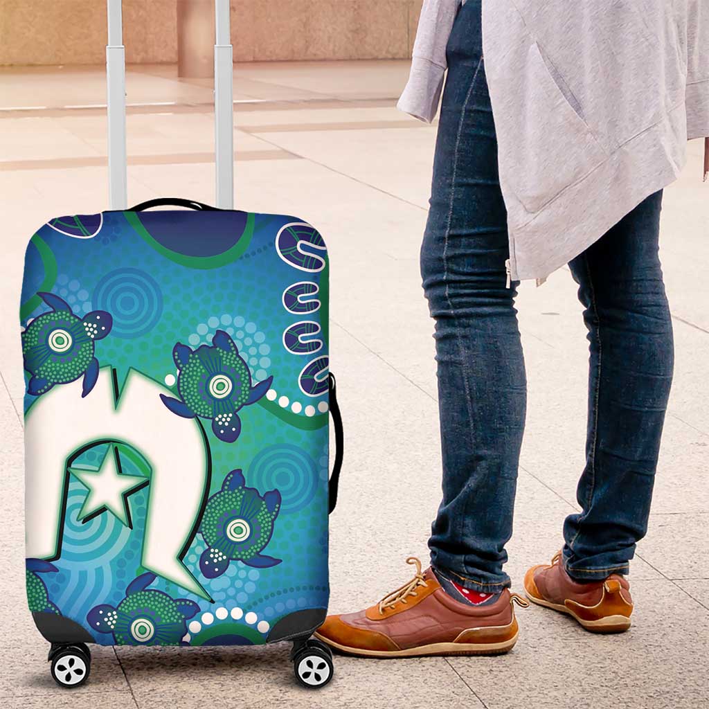 Torres Strait Islanders Flag Day Luggage Cover Dhari With Turtles Aboriginal Art