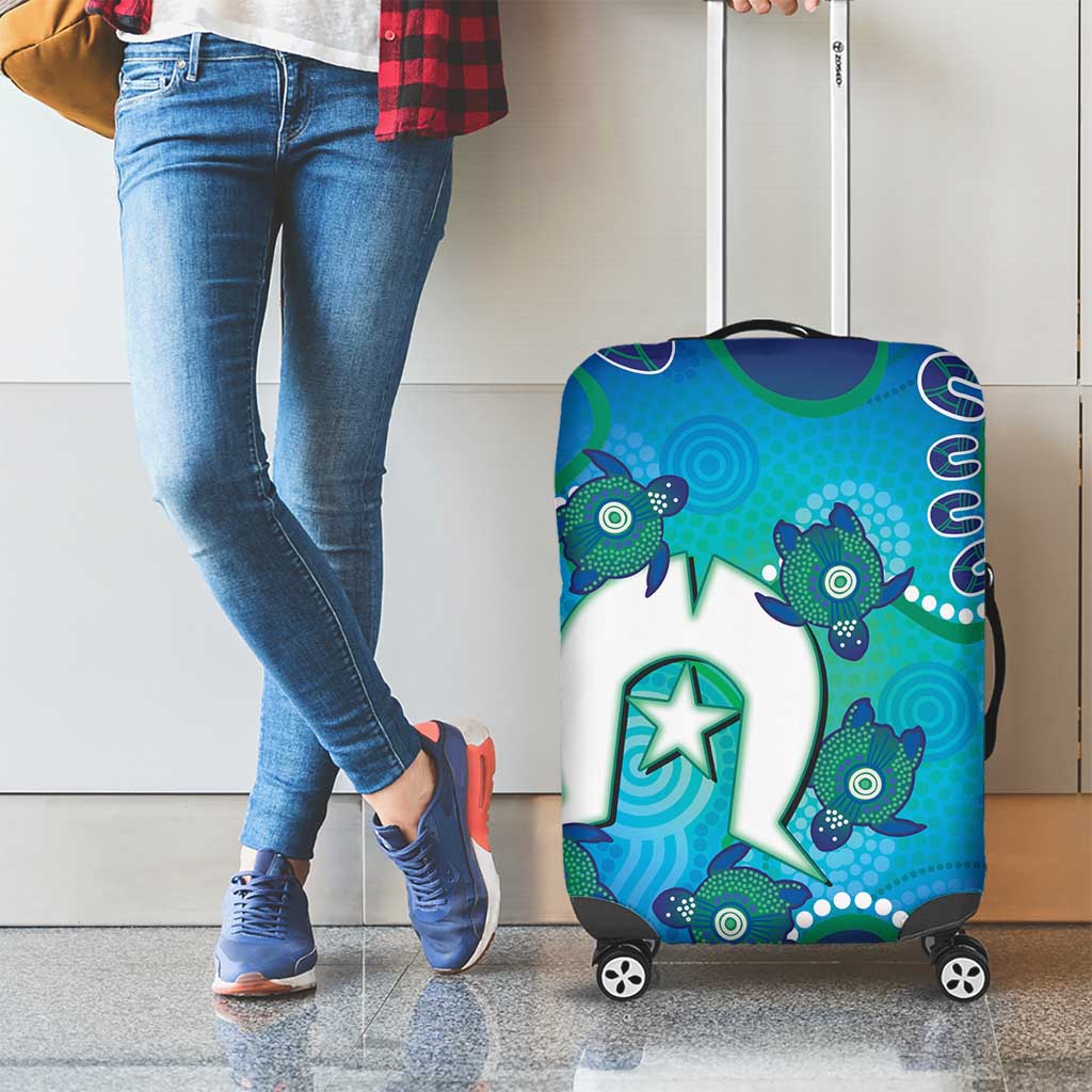 Torres Strait Islanders Flag Day Luggage Cover Dhari With Turtles Aboriginal Art