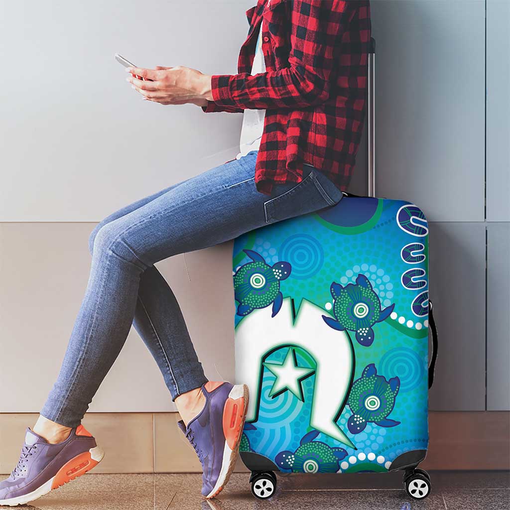 Torres Strait Islanders Flag Day Luggage Cover Dhari With Turtles Aboriginal Art