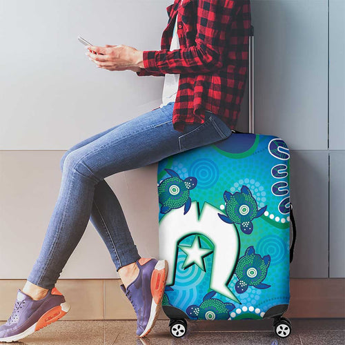 Torres Strait Islanders Flag Day Luggage Cover Dhari With Turtles Aboriginal Art
