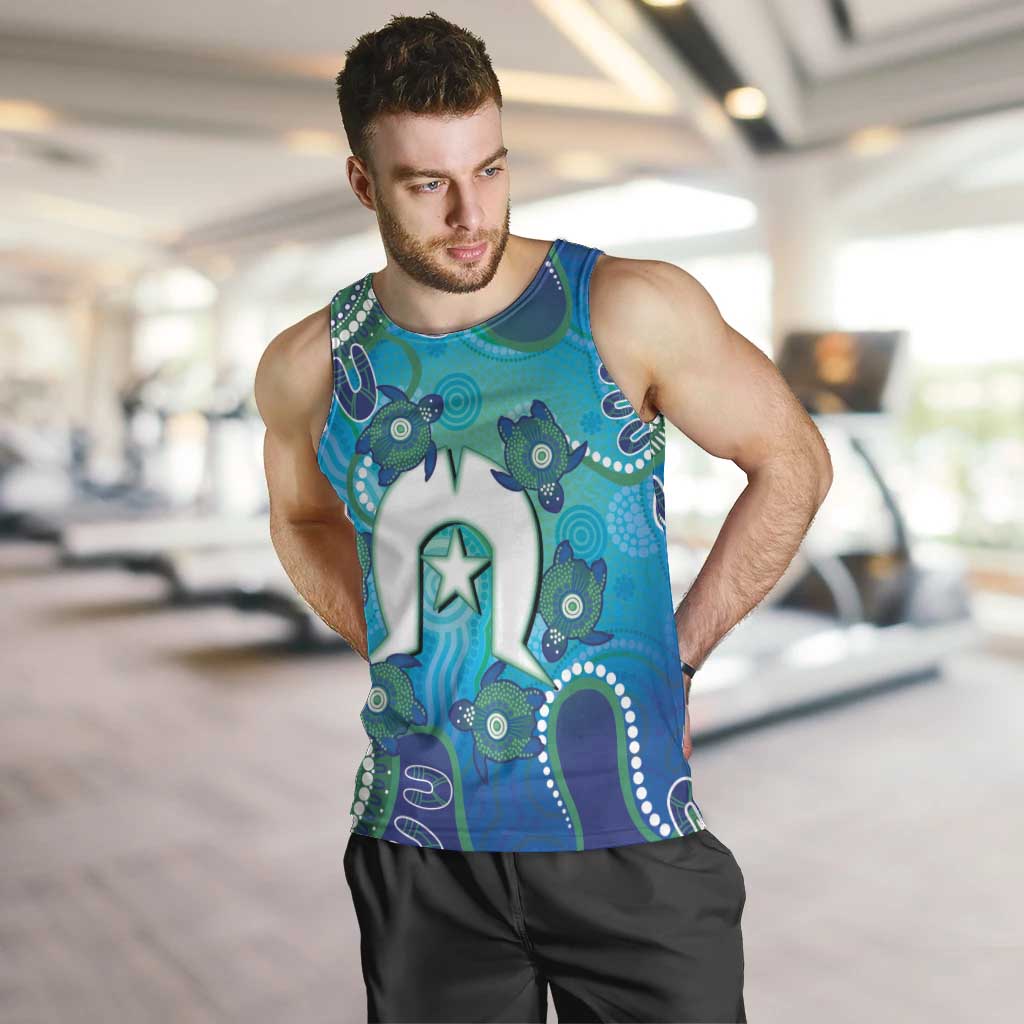 Torres Strait Islanders Flag Day Men Tank Top Dhari With Turtles Aboriginal Art