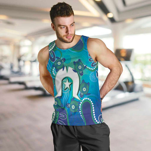 Torres Strait Islanders Flag Day Men Tank Top Dhari With Turtles Aboriginal Art