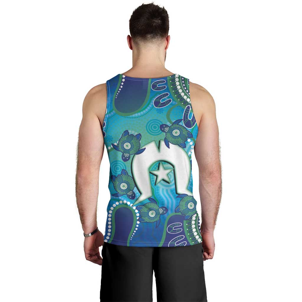 Torres Strait Islanders Flag Day Men Tank Top Dhari With Turtles Aboriginal Art