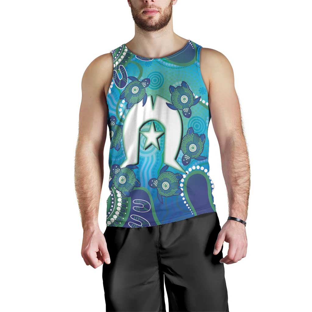 Torres Strait Islanders Flag Day Men Tank Top Dhari With Turtles Aboriginal Art