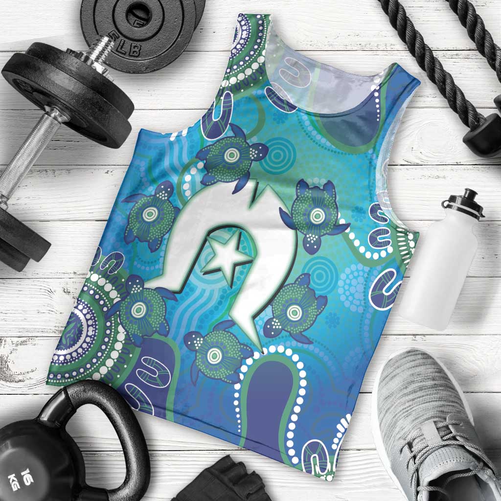 Torres Strait Islanders Flag Day Men Tank Top Dhari With Turtles Aboriginal Art