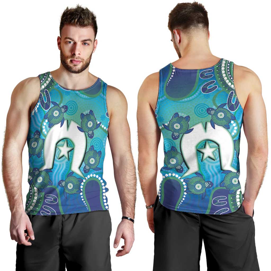 Torres Strait Islanders Flag Day Men Tank Top Dhari With Turtles Aboriginal Art