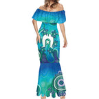 Torres Strait Islanders Flag Day Mermaid Dress Dhari With Turtles Aboriginal Art