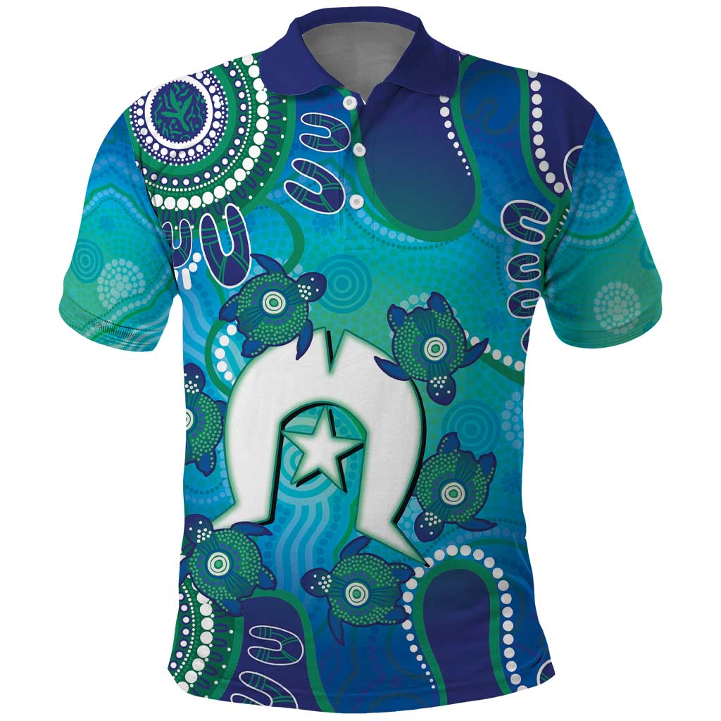 Torres Strait Islanders Flag Day Polo Shirt Dhari With Turtles Aboriginal Art