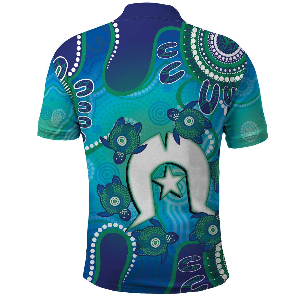 Torres Strait Islanders Flag Day Polo Shirt Dhari With Turtles Aboriginal Art
