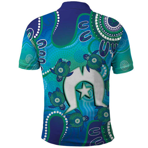 Torres Strait Islanders Flag Day Polo Shirt Dhari With Turtles Aboriginal Art
