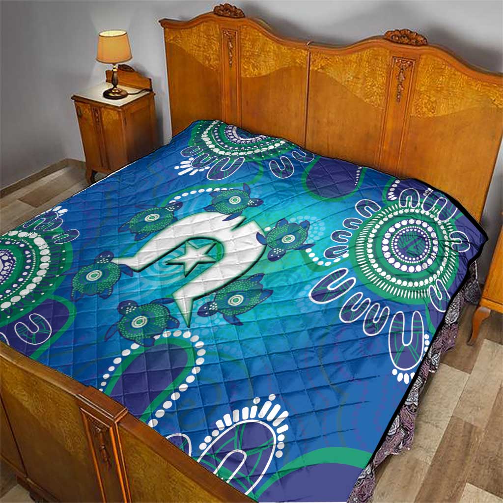 Torres Strait Islanders Flag Day Quilt Dhari With Turtles Aboriginal Art
