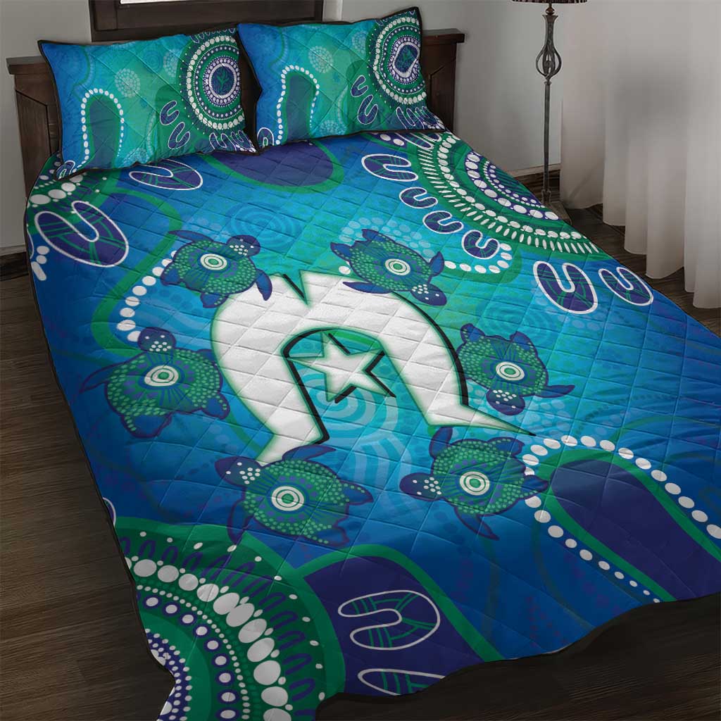 Torres Strait Islanders Flag Day Quilt Bed Set Dhari With Turtles Aboriginal Art