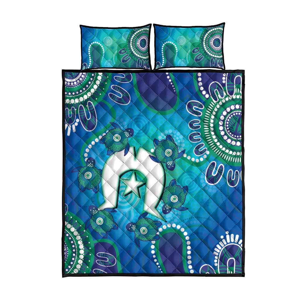 Torres Strait Islanders Flag Day Quilt Bed Set Dhari With Turtles Aboriginal Art