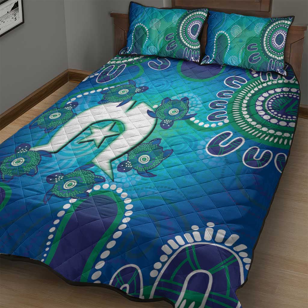 Torres Strait Islanders Flag Day Quilt Bed Set Dhari With Turtles Aboriginal Art