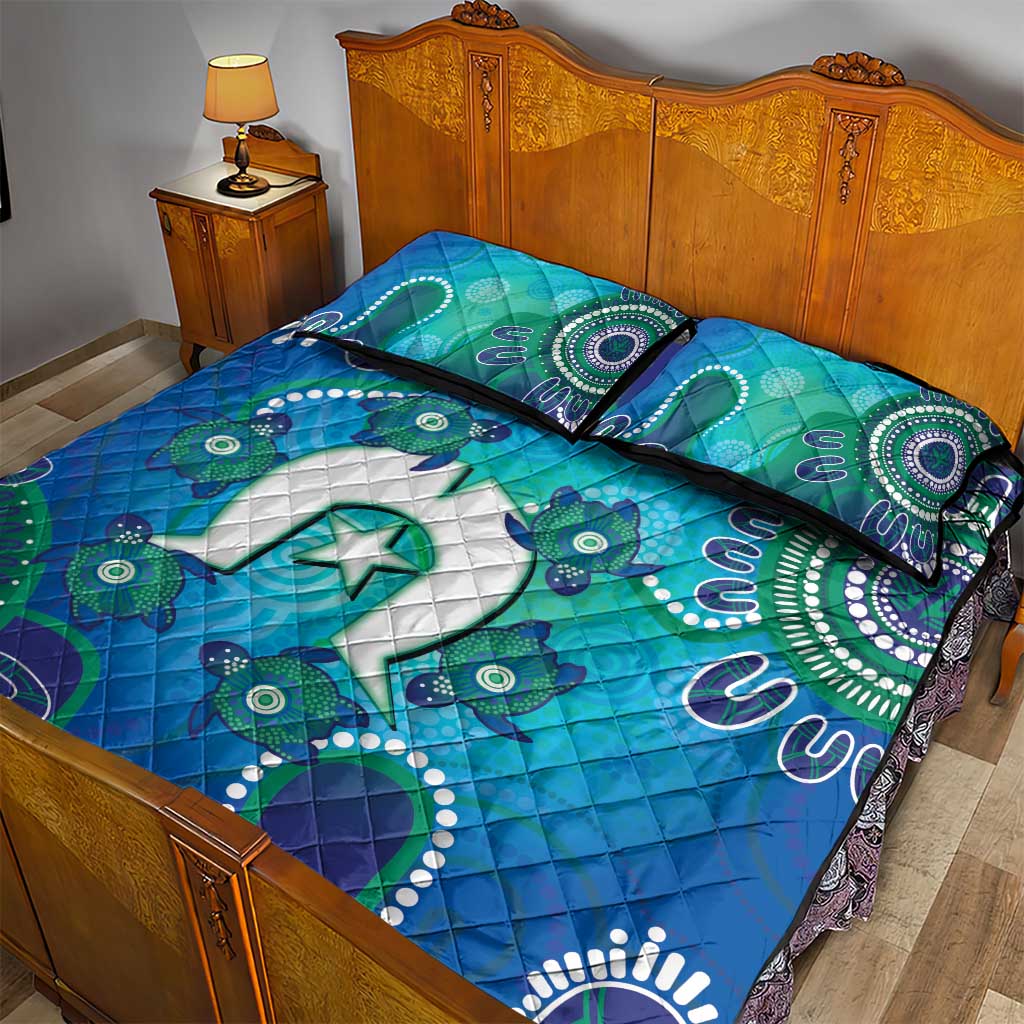 Torres Strait Islanders Flag Day Quilt Bed Set Dhari With Turtles Aboriginal Art