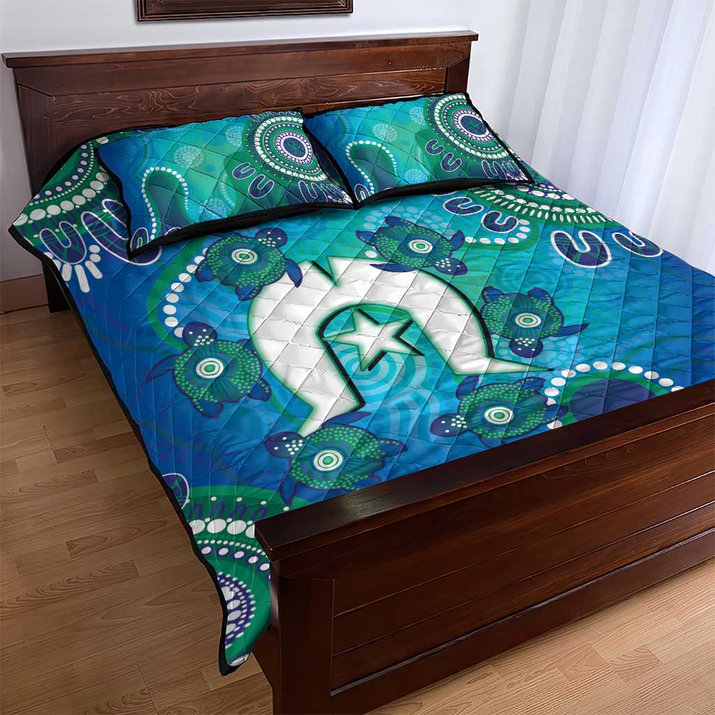 Torres Strait Islanders Flag Day Quilt Bed Set Dhari With Turtles Aboriginal Art