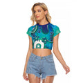 Torres Strait Islanders Flag Day Raglan Cropped T Shirt Dhari With Turtles Aboriginal Art