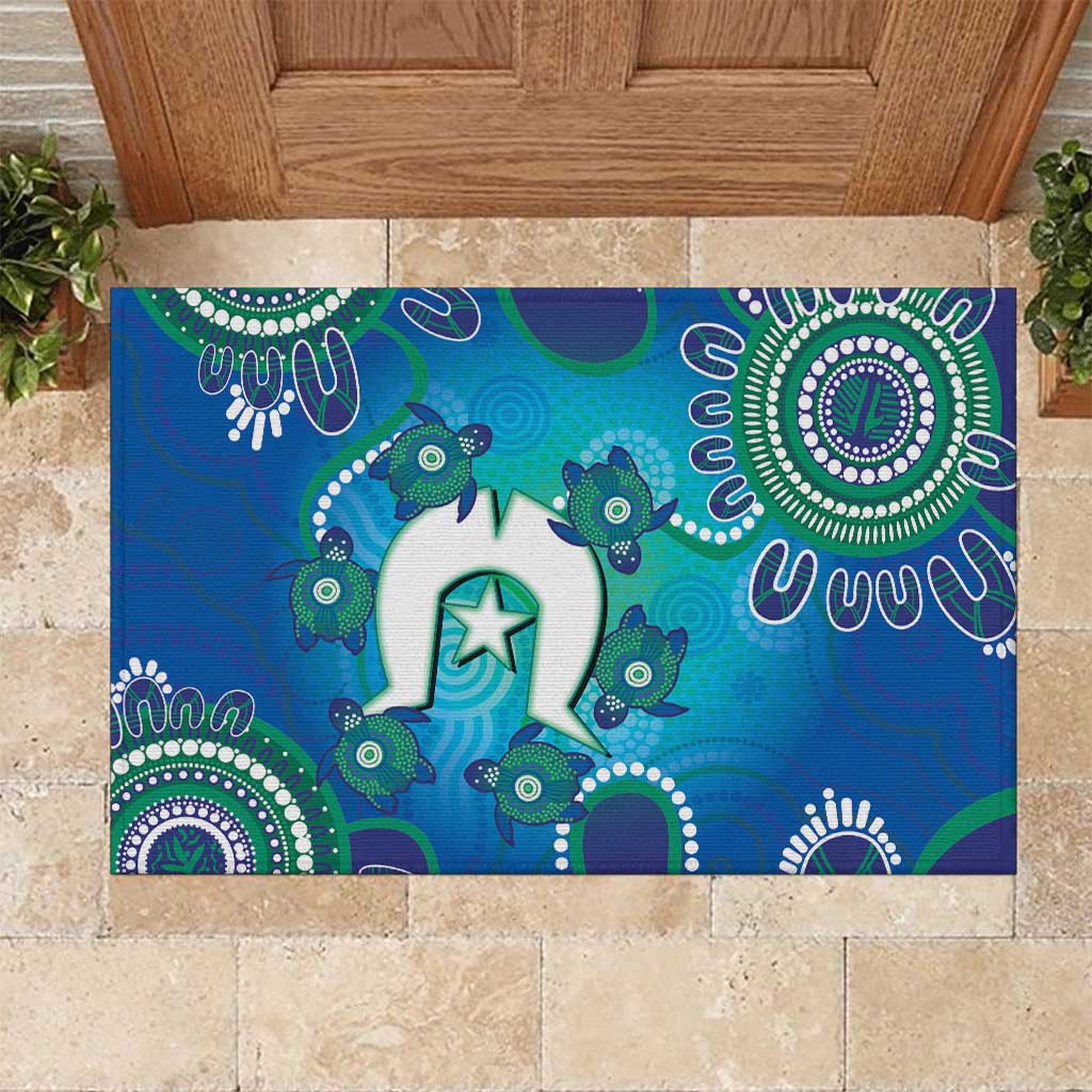 Torres Strait Islanders Flag Day Rubber Doormat Dhari With Turtles Aboriginal Art