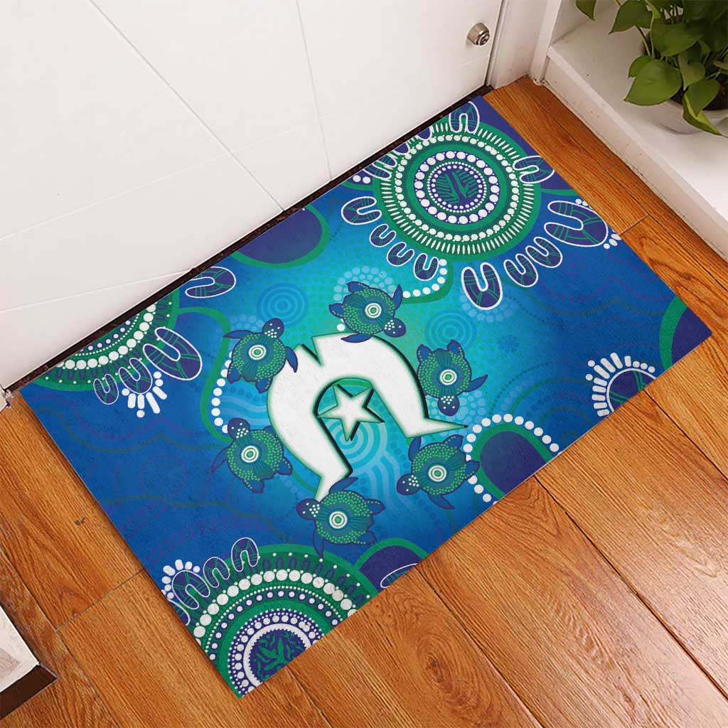 Torres Strait Islanders Flag Day Rubber Doormat Dhari With Turtles Aboriginal Art