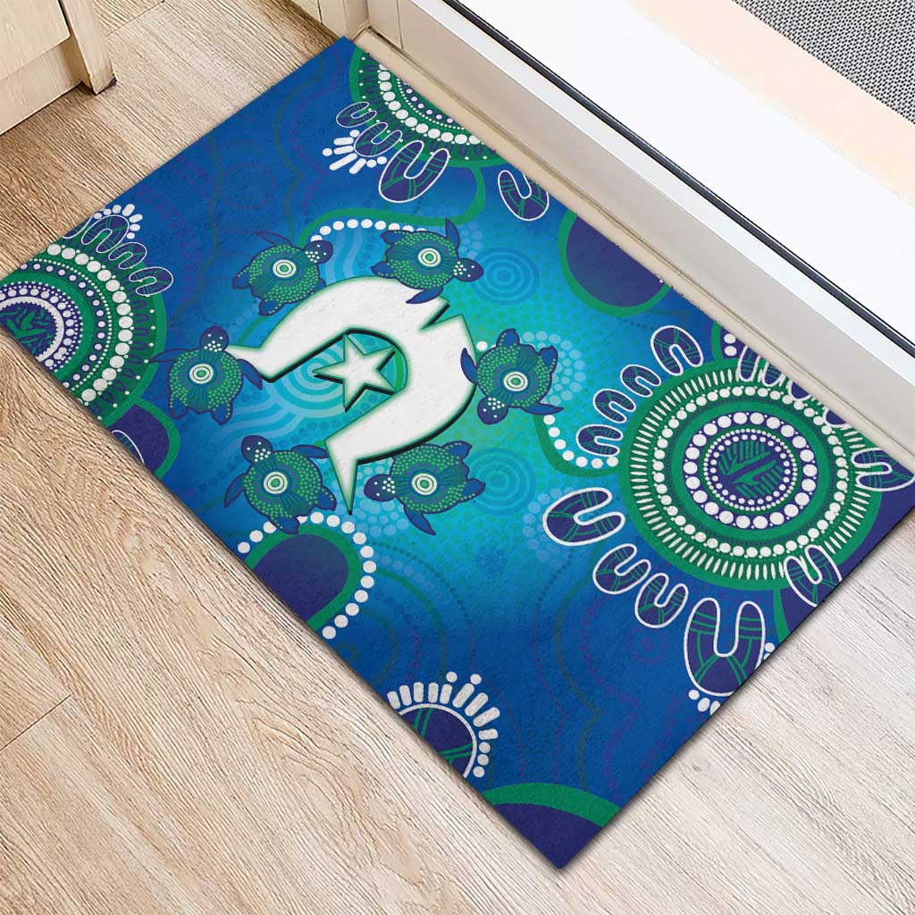 Torres Strait Islanders Flag Day Rubber Doormat Dhari With Turtles Aboriginal Art