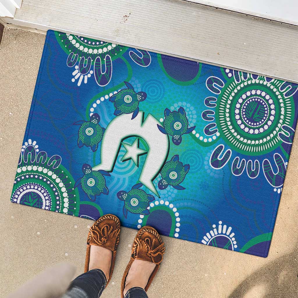 Torres Strait Islanders Flag Day Rubber Doormat Dhari With Turtles Aboriginal Art