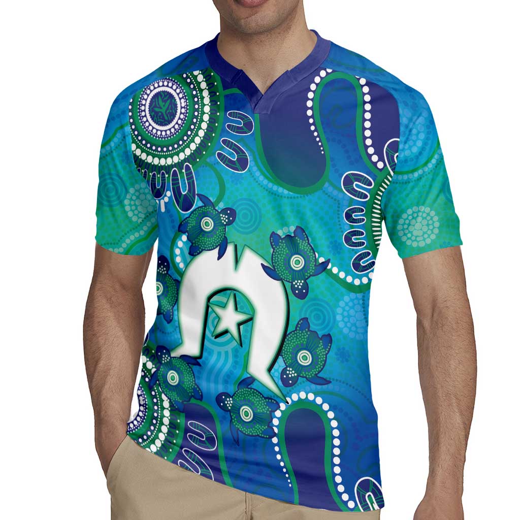 Torres Strait Islanders Flag Day Rugby Jersey Dhari With Turtles Aboriginal Art