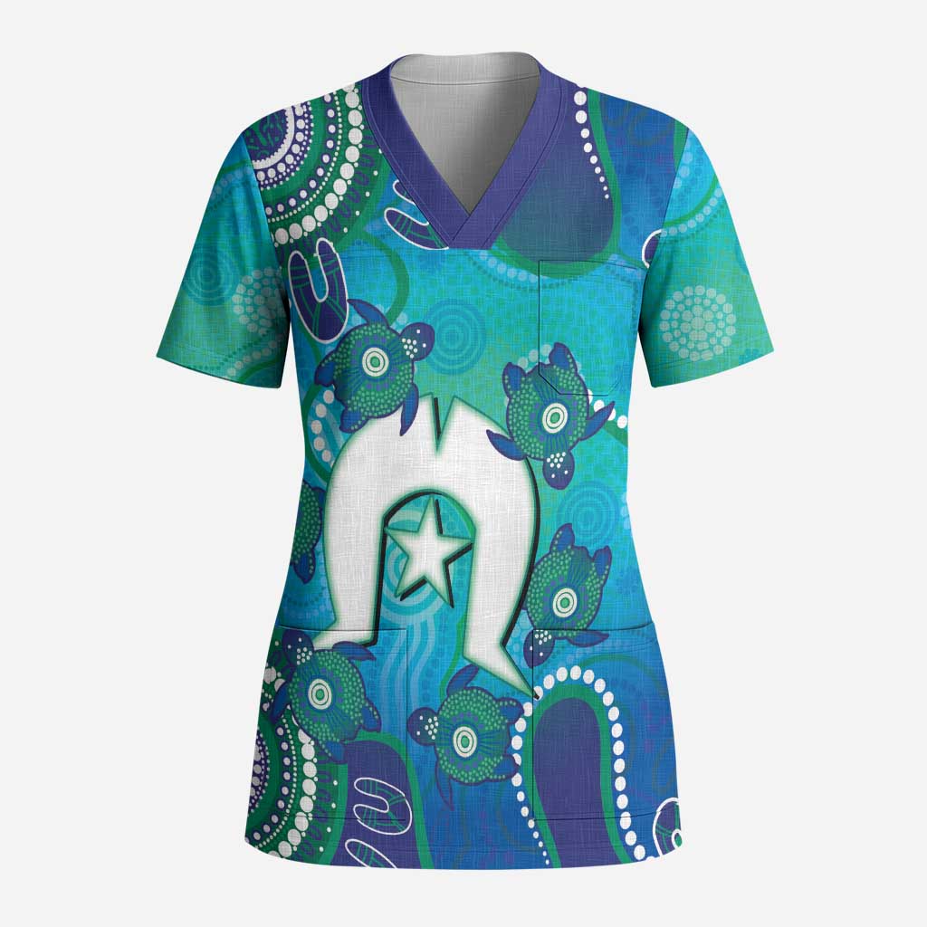 Torres Strait Islanders Flag Day Scrub Top Dhari With Turtles Aboriginal Art - Aussie Hoodie