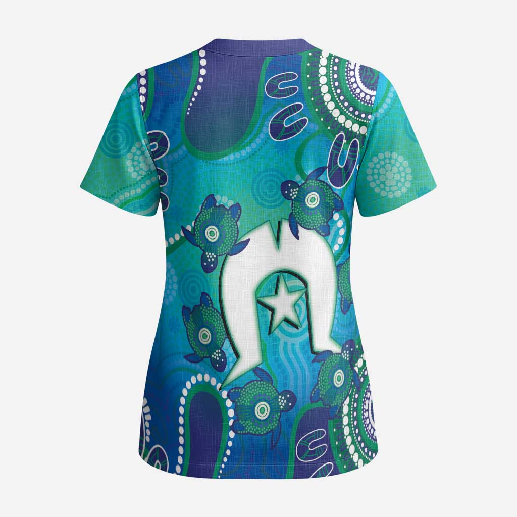 Torres Strait Islanders Flag Day Scrub Top Dhari With Turtles Aboriginal Art - Aussie Hoodie