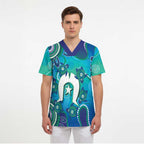 Torres Strait Islanders Flag Day Scrub Top Dhari With Turtles Aboriginal Art - Aussie Hoodie