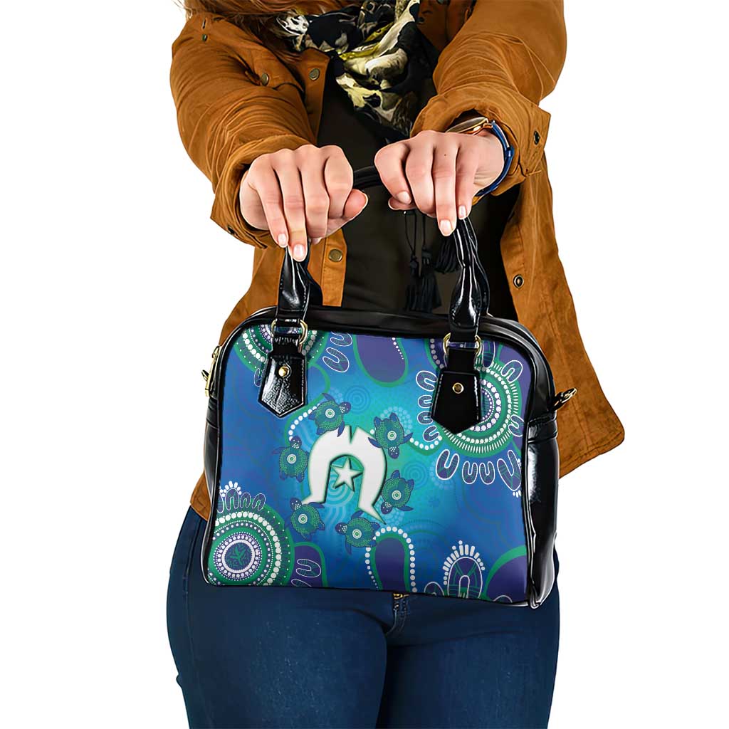 Torres Strait Islanders Flag Day Shoulder Handbag Dhari With Turtles Aboriginal Art
