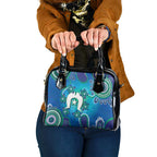 Torres Strait Islanders Flag Day Shoulder Handbag Dhari With Turtles Aboriginal Art