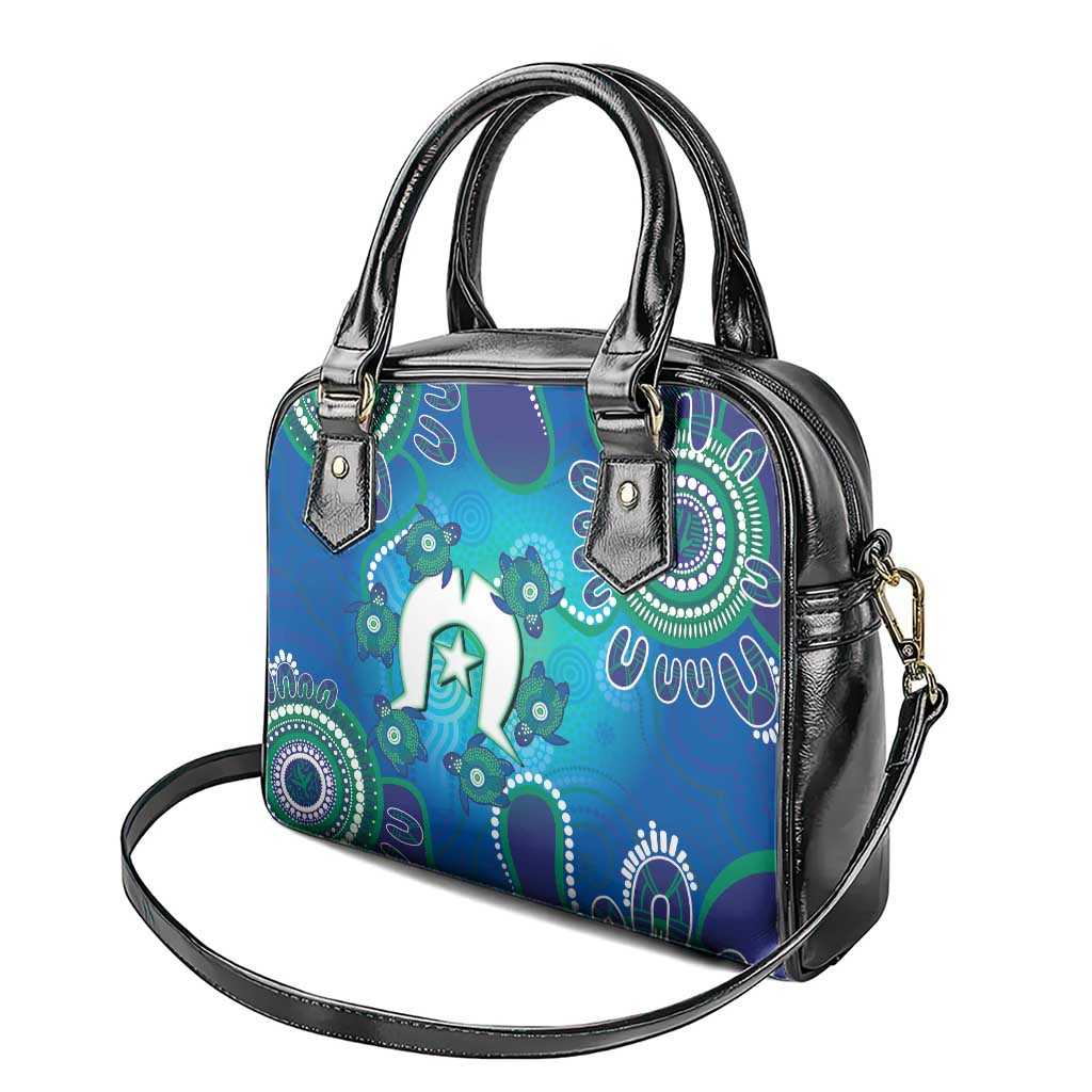 Torres Strait Islanders Flag Day Shoulder Handbag Dhari With Turtles Aboriginal Art